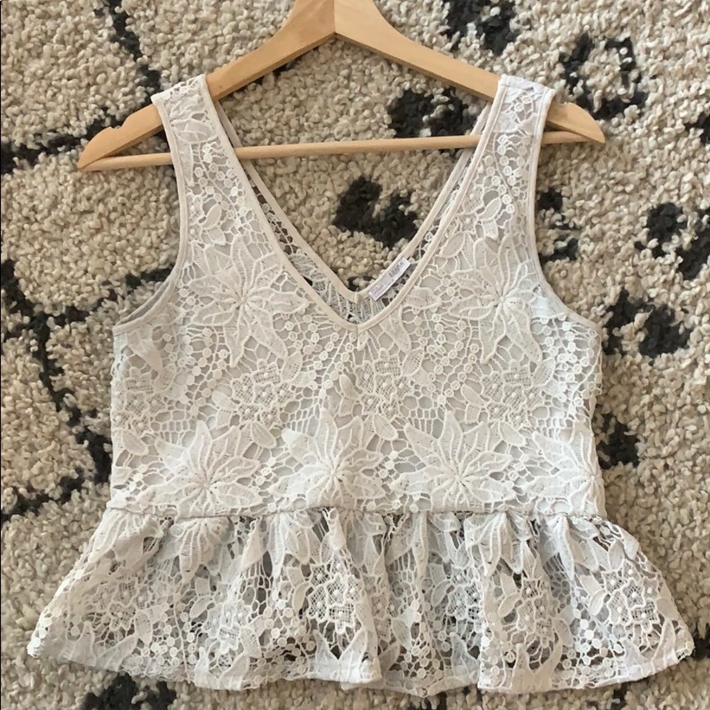 Zara White Lace Peplum Top